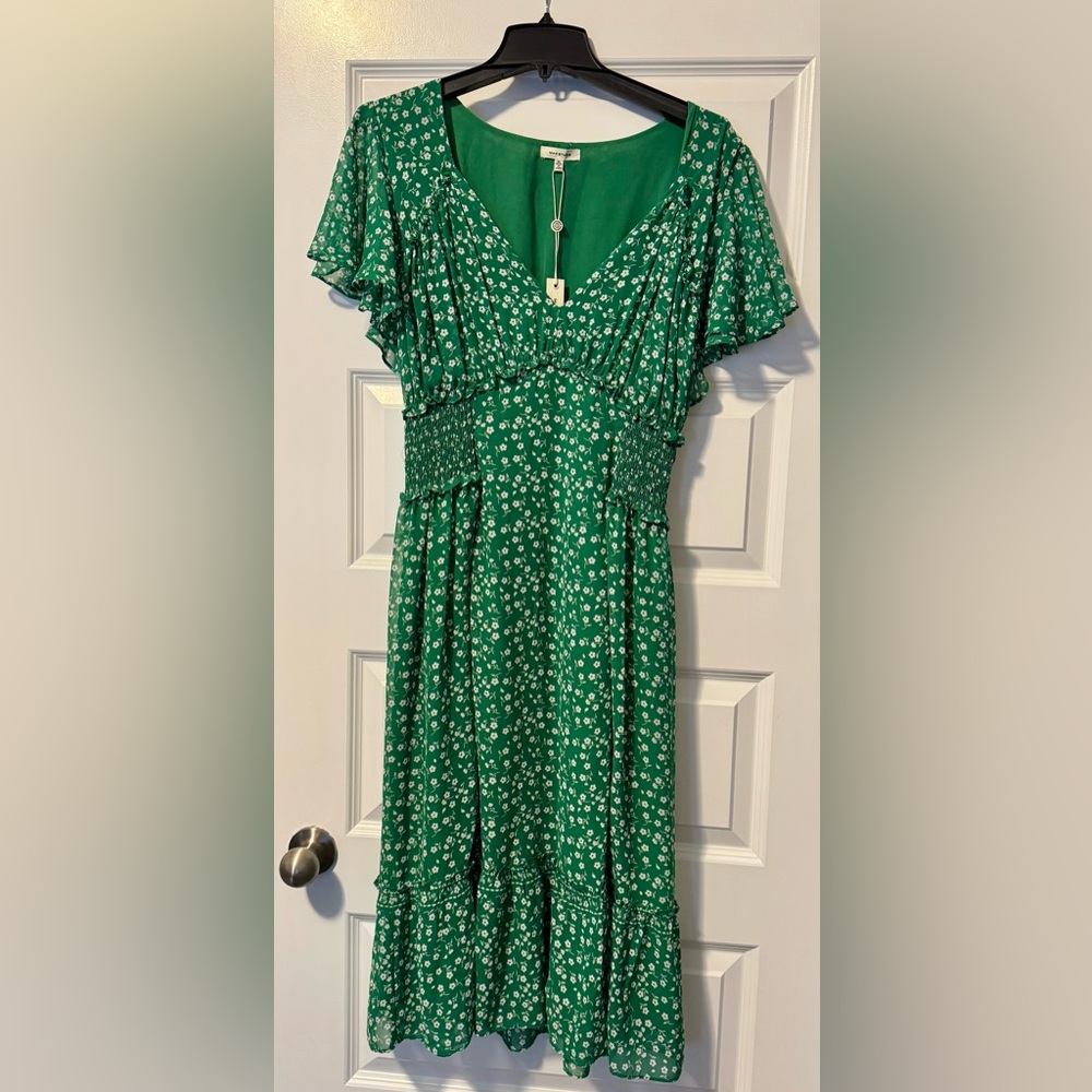 Green Floral Midi Dress